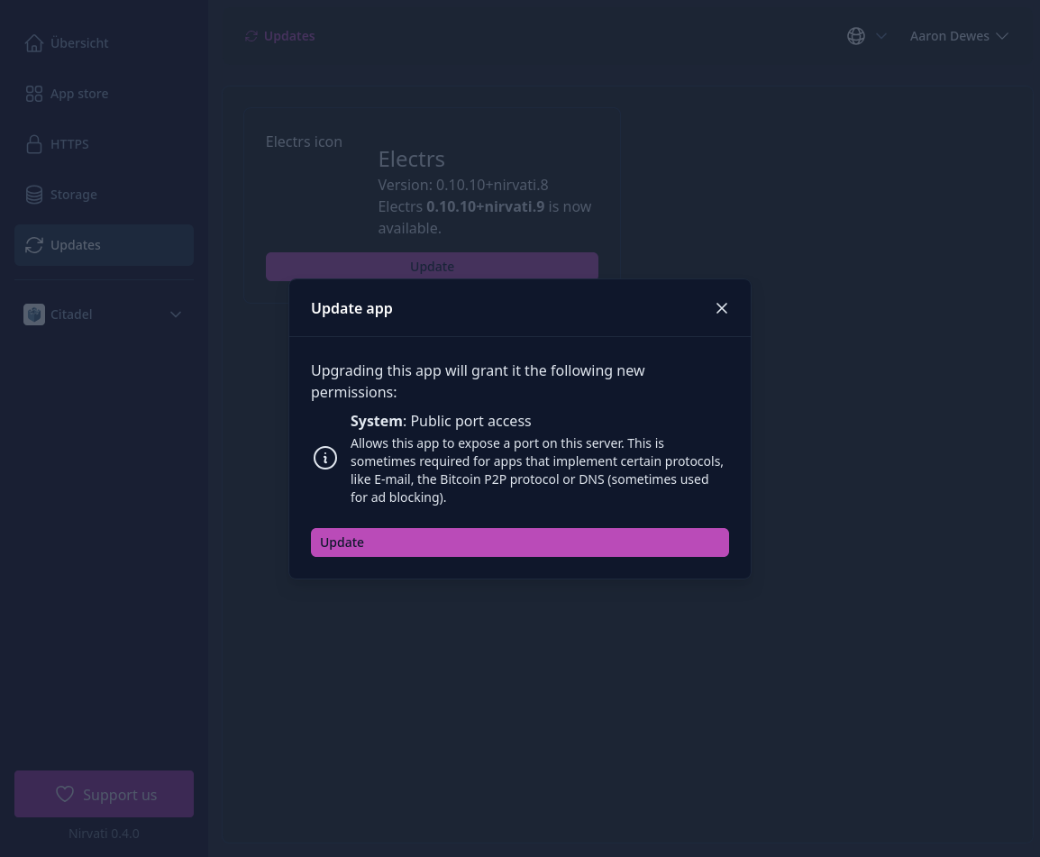 Berechtigungs-Benachrichtigungen bei Updates